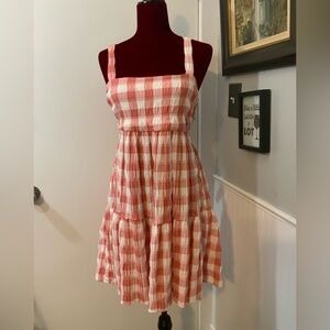 Pink and white Checkered Sundress gingham sundress size L